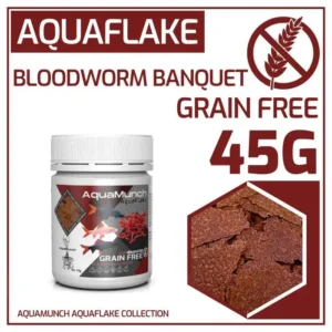 Food - AquaMunch AquaFlake 3 Bloodworm Banquet AquaFlake 45G – High Protein Bloodworm Flake Food